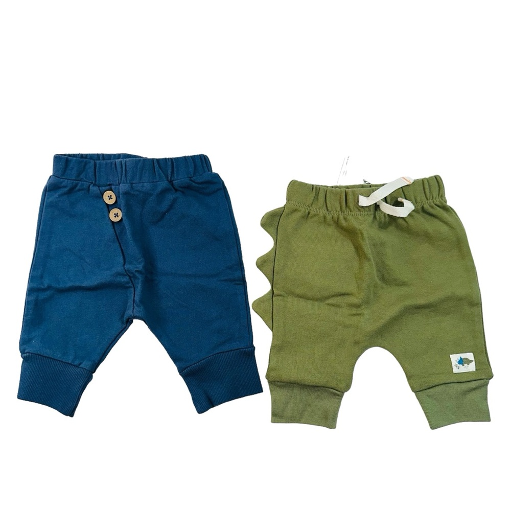 Mac & Moon 2-Pack Organic Cotton Olive & Blue Pant Size 3M. Cuteness Overload🥰